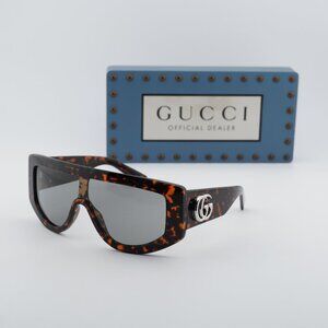 Gucci GG1950S 003 Shield Sunglasses - Dark Havana/Grey